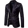FSFA - Blazer da uomo in stile tribunale retrò con motivo scuro, un bottone, con un elegante costume da lavoro, giacca da uomo con tasche, blazer da uomo chic, Nero , XL