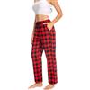 Cyathea, pantaloni da pigiama da donna, 100% cotone, flanella, a quadri, pantaloni da notte con tasche, morbidi, per donne, con coulisse regolabile, rosso a quadretti, M