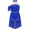 dPois Abito da Ballo Latino Americano Bambina Vestito da Balletto Blu Reale 9-10 Anni