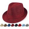 Initlove Cappello Fedora unisex classico Panama cappelli a tesa corta Trilby cappelli, Tinta unita rosso vino, Taglia unica