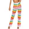 GIBZ Pantaloni da Spiaggia Colorati da Donna Pantaloni Copricostume a Vita Alta con Elasticizzati Coulisse Uncinetto, M