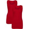 CHAAL 2 canottiere da donna in cotone a costine, elasticizzate, casual, classiche, estive, da donna, senza maniche, in cotone, confezione multipla (confezione da 2), Rosso, 58-60