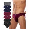 FORVEVO 7 Paia Slip Uomo Cotone, Mutande Elastico, Briefs Vita Bassa, Intimo Comfort, con Tasche, Traspiranti, Senza Etichetta(M, Nero&Rosso&Blu&Grigio)