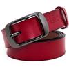 ESPOFY Cintura da donna Cintura in vera pelle con fibbia in lega a bottone singolo Rosso (110cm)
