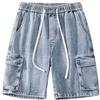 generic Jeans Shorts Uomo Baggy Casual Loose Fit Hip Hop Skateboard Denim Shorts Y2K Jeans Loose Fit Pantaloncini Estivi Bermuda Pantaloncini Vintage Destroyed Jeans Pantaloncini Cargo Streetwear, Blu, L