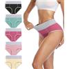 wirarpa Slip Elasticizzato Mutande Donna Cotone Vita Alta Pacco 5 XS