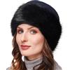 Futrzane Classic Colbacco - Cappello Pelliccia Ecologica Donna - Berretto Russo (M, Blu Navy - Nero Classic)
