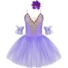 Freebily Vestito da Balletto Bambina Leotard Tutu da Danza Classica Ballerina Abito da Principessa Senza Maniche con Strass Abito da Pattinaggio Artistico Vestito Ginnastica Viola 7-8 Anni