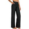 Generico Pantaloni Donna Estivi In Cotone - E Lino Eleganti Elastico Vita Alta Pantaloni Donna Larghi Curvy Leggeri E Comodi a Gamba Larga Casual Yoga Pantalone Gamba Dritta Con Tasche Per Busine Ufficio