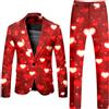 RUMAOZIA Costume da San Valentino, da uomo, blazer, 2 pezzi, con stampa a cuore/amore, blazer, elegante giacca con pantaloni, slim fit, per San Valentino, feste, Z01 bianco., XL