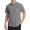 HISDERN Camicia Oxford Uomo Maniche Corte Grigio Scuro Button Down Camicie Uomo Estiva da Ufficio Manica Corta con Tasca vestibilità Regolare, 2XL