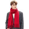 GIBZ Sciarpa da Uomo Scialle Morbida con Frange Rosso 1 34x200cm