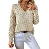 Generic Donna Pullover Maglia Cotone Manica Lunga Donna Maglione Casual in Maglia A Tinta Unita con Scollo A V Manica Lunga E da Primavera E Autunno Inverno Maglioni da Natalizia