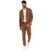 Giosal Abito Uomo in Lino Completo Giacca Pantalone Tinta Unita Elegante Monopetto (46, Camel)