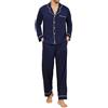 Reliwel Pigiama Uomo Cotone Lungo Invernale Pigiami Uomo Aperto Davanti con Bottoni Manica Lunga Pigiami Due Pezzi Camicia e Pantaloni Caldi e Morbidi