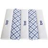 Surf the Shop Confezione da 5 fazzoletti da uomo con iniziali ricamate bianche con bordo in raso e fazzoletti a quadri blu, varie lettere, B, 5 Pack