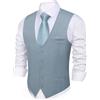 Barry.Wang Gilet da uomo formale/casual con scollo a V, slim fit, per matrimoni, balli, smoking, feste, Blu polvere., L