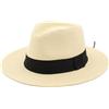Carnavalife Cappello Panama Estivo, Cappello di Paglia Panama per Donna e Uomo Unisex, Cappello a Tesa Larga UPF 50 Pieghevole e Intrecciato Intensivo, Beige Nastro nero semplice, 59