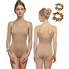 WUDEUI Body da ginnastica per ragazze e donne, con canotta color carne senza cuciture, con cinturino regolabile e cinturino trasparente, per danza classica, abbigliamento intimo, costume con fascia