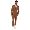 Giosal Abito Uomo in Lino Vestito Doppiopetto Completo Giacca Pantalone Tinta Unita Elegante (Camel-44)