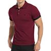 KUYIGO Polo a Manica Corta da Uomo in Tessuto di Cotone Fresco e Traspirante Premium M Rosso Vino