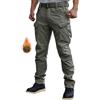 WINKEEY Pantaloni da Lavoro Uomo, Tuta Invernale con 8 Tasche, Tinta Unita e Mimetici, Fleece Grigio L