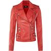 Infinity Leather Giacca da Moto Rosso Retrò in Pelle 100% Nappa da Donna 2XL