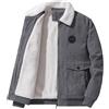 Generic Bomber da uomo foderato in pile a coste giacca invernale slim peluche tinta unita tasca giacca cashmere ispessito cappotti imbottiti, Pile grigio, XXL