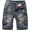Harbrosrce Pantaloncini in Blu Denim Uomini Strappati Shorts Cotone Jeans Pantaloni Corti Bermuda Estivi con tasconi Laterali