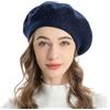 ZLYC Donna Cashmere Basco Scozzese Stile Francese Berretto(Blu Reale)
