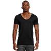Zbrandy Profondo scollo a V T Shirt per gli uomini Low Cut Scoop Tee invisibile Vee Top Cotone Manica Corta Collo Largo Nero L
