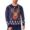 Leversic Maglione Natalizio Uomo Maglioni Natali Ugly Sweater Invernale Pullover in Maglieria Manica Lunga Felpa Natalizia 58-Blu XXL