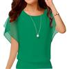 Neineiwu Camicia da donna elegante Batwing Camicetta a maniche corte tunica floreale collo rotondo camicetta, Blu/verde, XXL