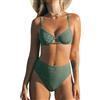 CUPSHE Bikini da donna Set due pezzi costume da bagno a vita alta con ferretto regolabile cinghie incrociate dettaglio in pizzo, Verde Olivia, M