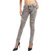 Toocool Jeans Donna Strass Skinny Tagliati Strappati Ripped Aderenti GF-2180 [GF-2192 Grigio,