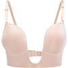 KOEMCY Reggiseno Schienale Scoperta da Donna Reggiseno a Forma di U Senza Ferretto Push up Bralette Profondo Scollo a V Reggiseno Senza Cuciture Removibile Imbottita Biancheria Intima (Beige,A)