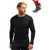 Merino.tech Maglia Termica Lana Merino Uomo - 100% Intimo Termico Lana Merino Uomo Leggero, Medio, Pesante con Calzini (Small, Charcoal Gray 250)