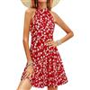 OUGES Abito Estivo Donna al Ginocchio con Scollo al Ginocchio Abito Estivo con Motivo Floreale Abito da Cocktail Elegante(Floral19,XXL)