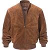 FLAVOR Uomo bomber da baseball in pelle da in pelle di maiale scamosciata vintage