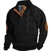Generic Felpe calde invernali Top leggeri Camicette da uomo Casual Retro Stand Collar Button Felpa 1/4 Top Button Giacca a maniche lunghe Maglione moda all'aperto Maglione da uomo Girocollo Maglione, Nero ,