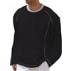 Generisch Maglione da uomo con scollo rotondo, a maniche lunghe, felpa da uomo senza cappuccio, maglione invernale oversize, maglione da lavoro leggero, per tutti i giorni, Nero , 7XL
