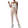 GRECERELLE Leggings da donna a vita alta, senza cuciture, per sollevamento del sedere, morbidi ed elastici, per allenamento, palestra, yoga, collant slim, Tè al latte., M