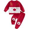 Siyova 2 Pezzi Completo Neonato di Natale Carino Ricamo di Renne Felpa Maniche Lunghe+Pantaloni Tuta Natalizia Elegante Autunno Inverno per Bambini