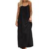Generico Abito Lungo Donna Taglie Forti Vestito Schiena Scoperta Casual Ampio Vestito Mare Senza Maniche per Il Libero con Schiena Scoperta Elegante a Maniche Lunghe Vestiti Estivi Donna (M)