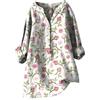 Generic Camicie estive in lino per le donne a maniche lunghe a 3/4 garza increspata 2026 top comode camicette occidentali oversize cotone taglie forti grafica primavera festa scollo a V autunno vestibilità