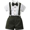 Generico Bimbo Completini e Coordinati Gentiluomo, Fiocco Camicia e Bretelle Pantalocini 4 Pezzi Ragazzi per Matrimoni Compleanni, 1-6 anni/Regalo Neonato Maschio