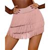 SEAUR Gonna latina da donna con frange, gonna da ballo con shorts, Tango Rumba Cha Cha Samba, abbigliamento da allenamento per danza, lunghezza gonna 38-39cm - EU S-XL= (Asia M-2XL), Colore: rosa., S