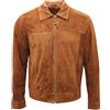 Infinity Leather Giacca Classica da Uomo in Pelle Scamosciata Color Marrone Chiaro 100% Vera Pelle di Camoscio S