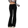 Generic Pantaloni della tuta a gamba larga da donna larghi in pile inverno autunno gamba dritta pantaloni della tuta comodi yoga vestibilità ampia caldi pantaloni a gamba aperta a vita alta fondo aperto