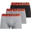 Superdry Set di 3 boxer da uomo, Sport Grigio Feeder / Nero a righe / Nero, M